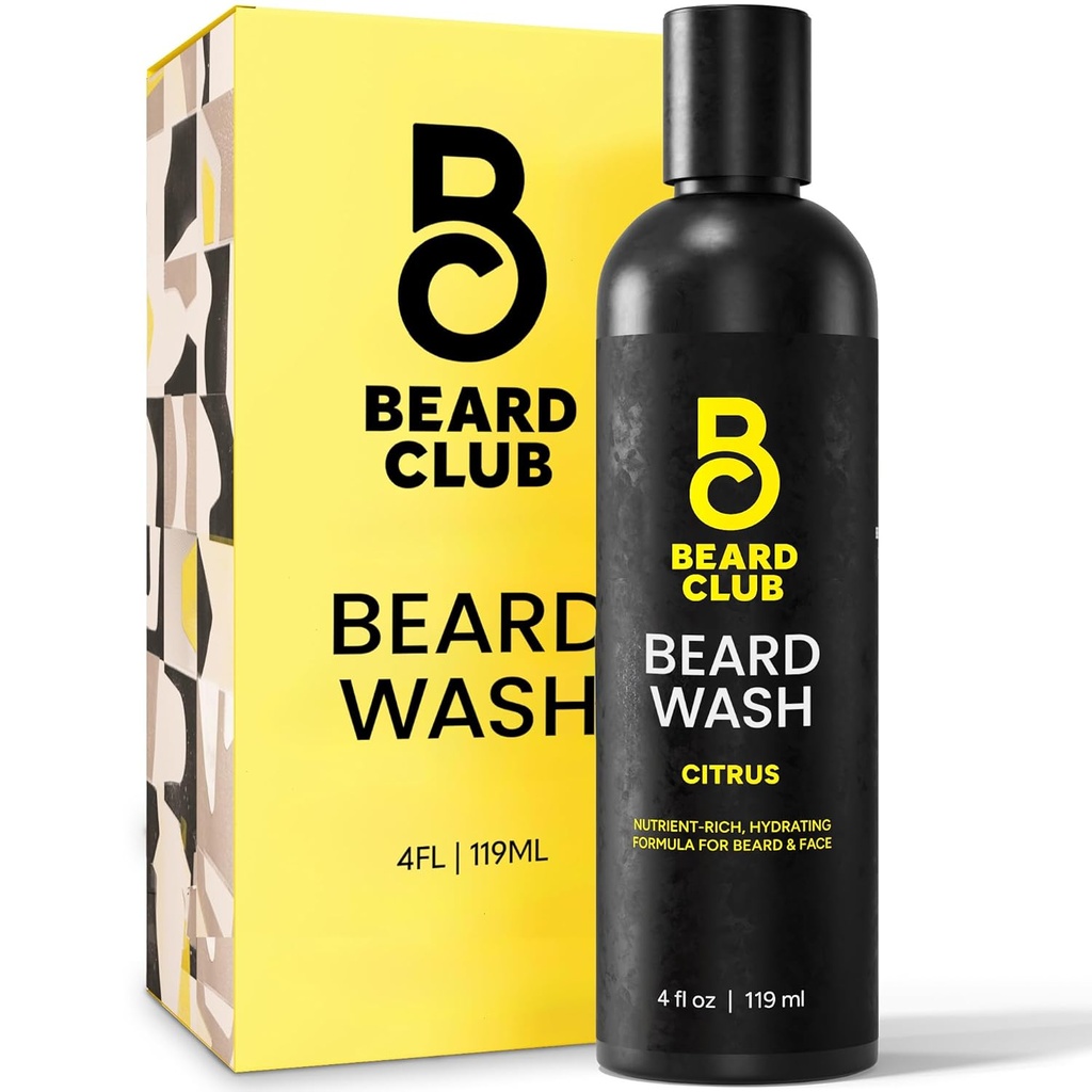 מועדון הדובים Citrus Beard & Face Wash - All-in-One ניקויser, Softens & Nourishes שיער הפנים, הידרטים & ניקוי העור, Paraben & Sulfate-Free-Free
