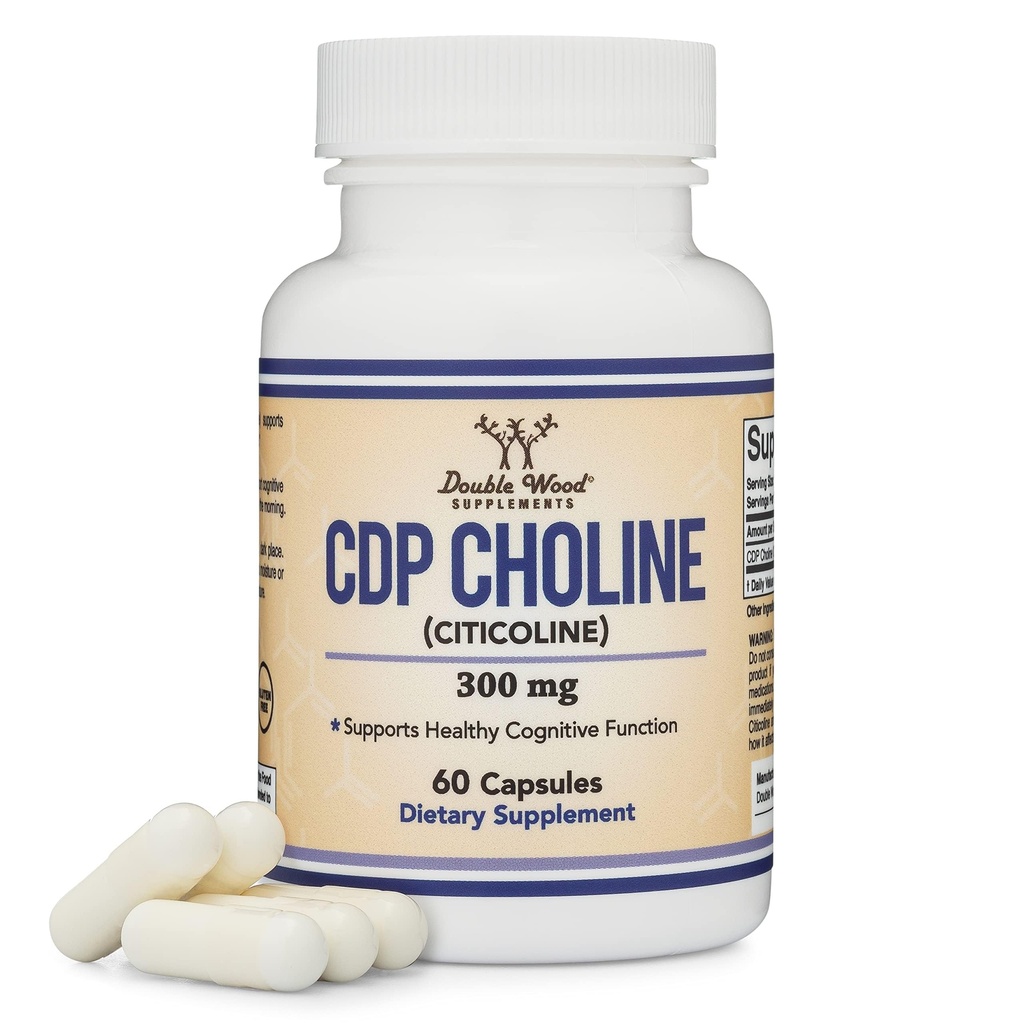 CDP Choline (Citicoline) תוסף, כיתה תרופות, צד שלישי נבדק (60 קפסולות 300 מ"ג)