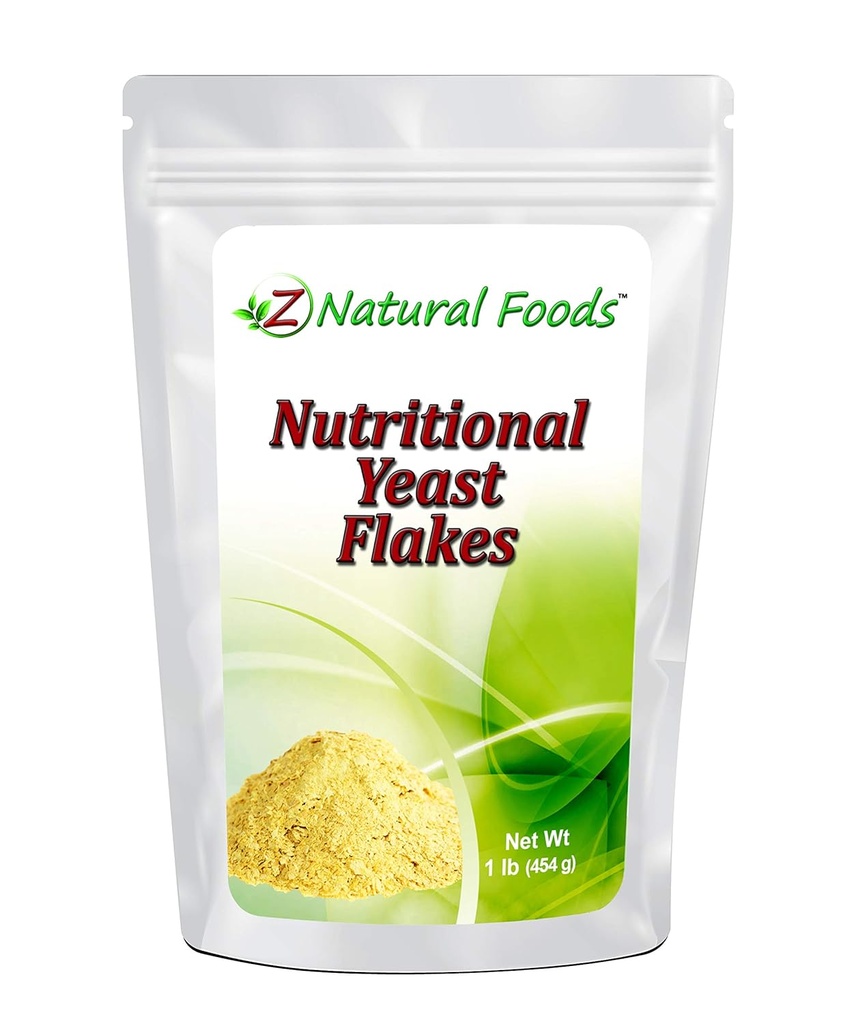 Premium Nutritional Yeast Flakes - Fortified with B Complex ויטמינים - טעים Cheesy Taste - Gluten Free, non GMO, טבעוני - מקור חלבון סיבים מושלם עבור דיאטות צמחיות - 1 lb