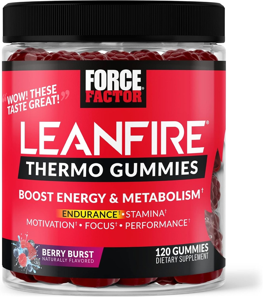 כוח גורם LeanFire Thermo Gummies עם B12 ויטמינים, Caffeine, קפה ירוק Bean, Boost Energy, Metabolism, Endurance, Stamina, מוטיבציה, מיקוד וביצועים, טרום עבודה חניכיים, 120 מסטיקנים