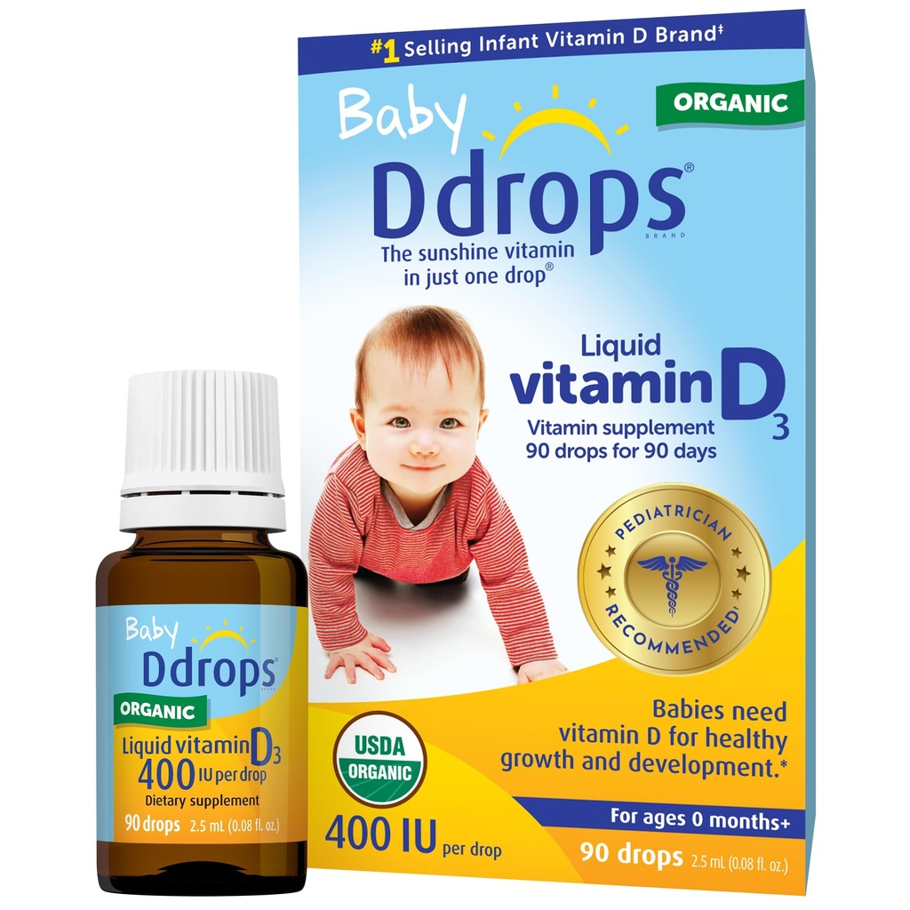 Ddrops Baby 400 IU, ויטמין D, 90 טיפות 2.5mL (0.08 Fl. Oz (Pack of 1)