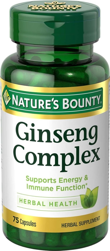 ג'ינסנג על ידי Nature's Bounty, ג'ינסנג מורכב קפסולות תמיכה Vitality & Immune function, 75 קפסולות