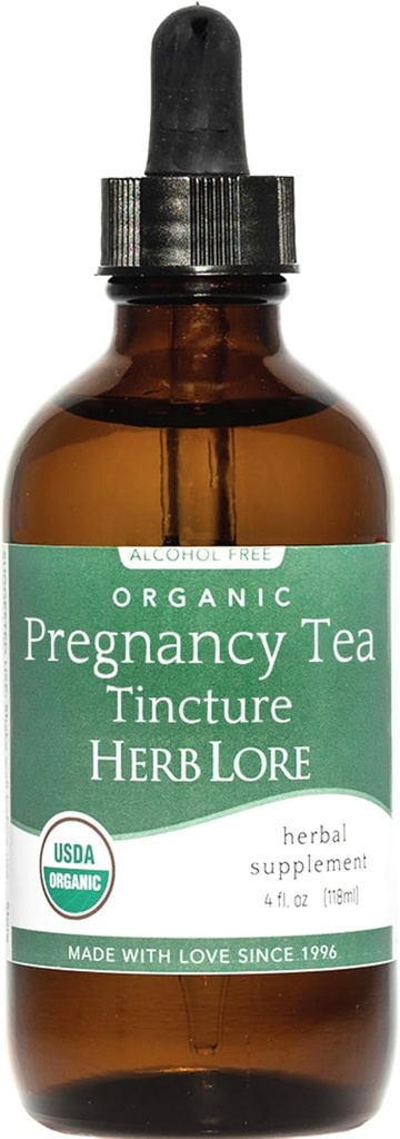 Herb Lore Organic הריון Tea Tincture - נוזל Red Raspberry Leaf Tea for Pregnancy & Postpartum - Trimester הראשון, העבודה Prep & Third Trimester Support