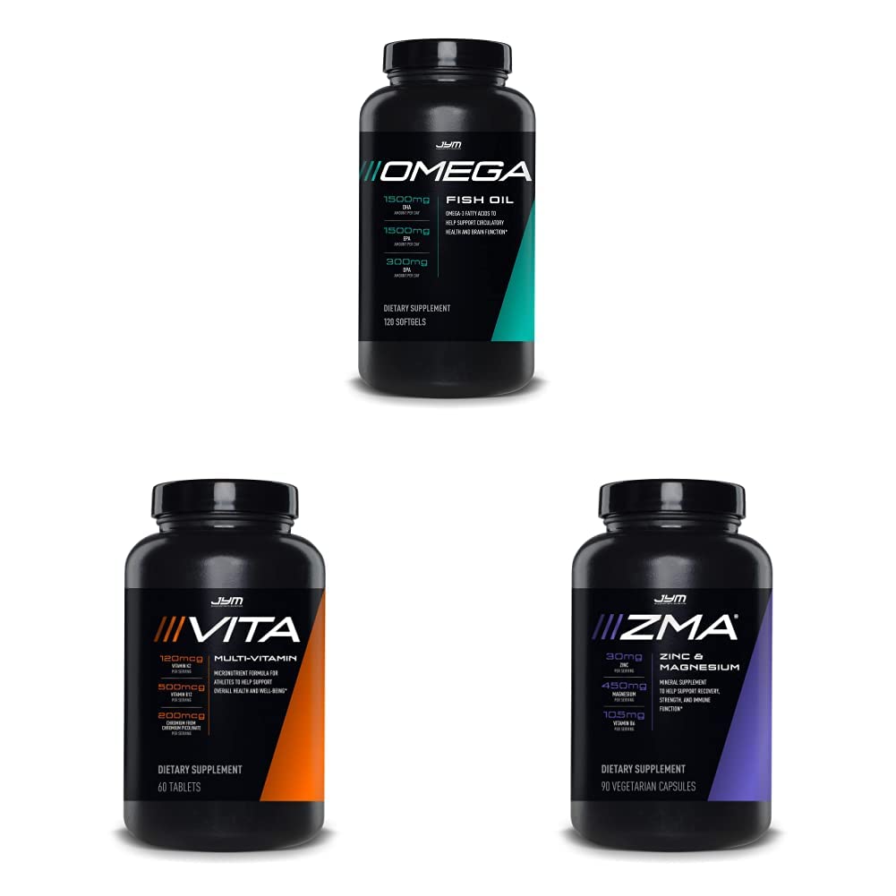 JYM תוסף מדע אומגה JYM Fish Oil + Vita JYM Sports Multivitamin & מינרלים תמיכה ZMA