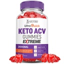 Ultra Quick Keto ACV Gummies Extreme 2000MG Ultraquick Keto Gummies Apple Cider Vinegar פורמולה עם אבקת מיץ Pomegranate B12 טבעוני non GMO 60 חניכיים
