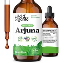 Wild & Organic Arjuna Bark Tincture - סך הכל תוסף של Well-Being - אלכוהול חינם טיפות - טרמינליה Arjuna Bark Extract - No Sugar & Additives, Non-GMO - 4 oz
