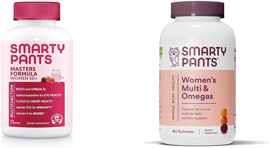 SmartyPants Gummy Multivitamin לנשים 50 ומעלה: אומגה 3 שמן דגים (EPA / DHA), Methylfolate & Women's Multivitamin Gummies: אומגה 3 שמן דגים (EPA / DHA), Methylfolate, CoQ10