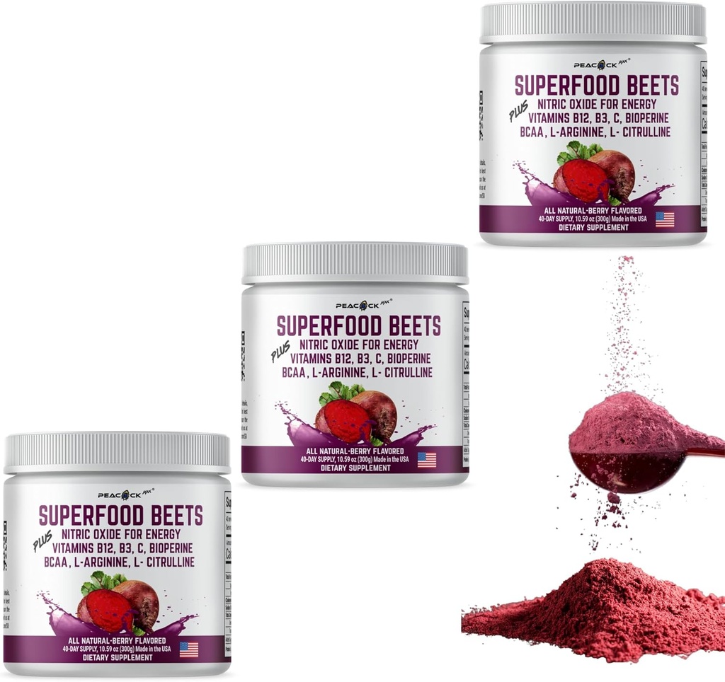 Superfood Beets אבקה, 10.59oz (Pack of 12) - אבקת Beetroot אורגני Beet Root Band with Green Tea & Berry Flavor, Non-GMO, מיקס מבוסס צמחי