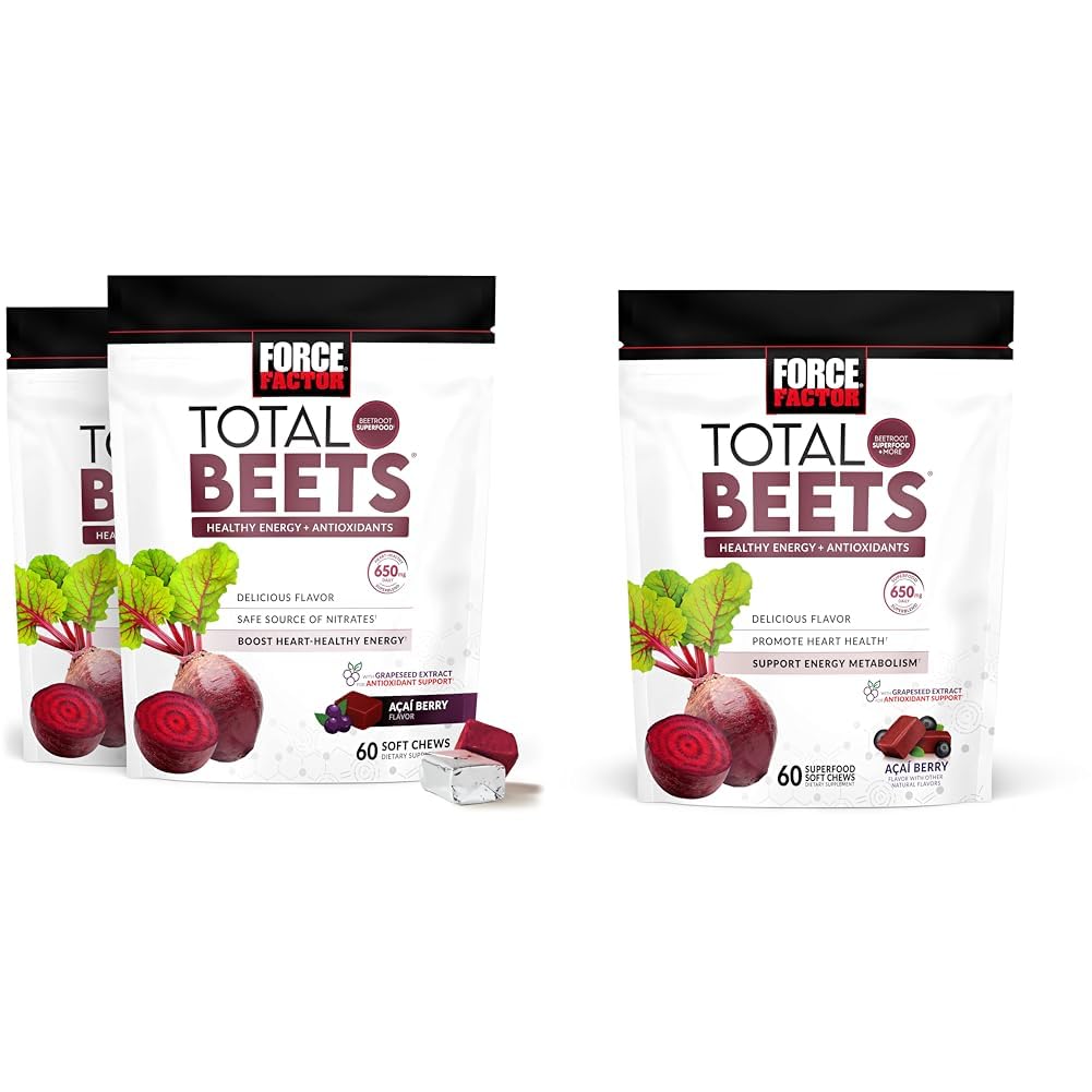 כוח גורם מוחלט Beets Soft Chews עם Beetroot, Nitrates, L-Citrulline, Grapeseed Extract & Antioxidants, אנרגיה בריאה תוספת של 120 2Pack & 60 Count