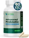 LaPura Advanced Probiotic - Premium Digestive Support for Gut & Immune Health, 60 קפסולות - 5.75 מיליארד CFU Probiotics כולל DE111 Strain (Bacillus subtilis) - Non-GMO, Gluten-Free, Made in USA