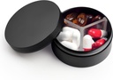 Small Pill Case 3 השוואתיות, Metal Round Portable Pill Box, Waterware Travel Pill Organer, Pocket Purse Medicine Holder EDC Container (Black)