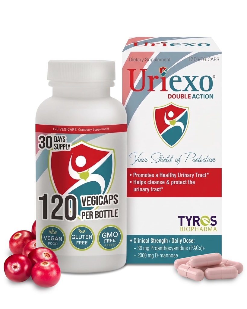 Orexo Double Action קפסולות, קריין גלולות לנשים וגברים תוספת, Urinary Tract ניקויse ולהגן על תמיכה בריאות וביטחון - 30 ימים אספקה