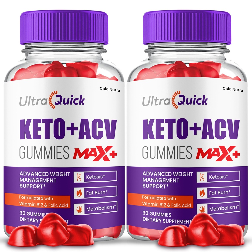 (2 Pack) UltraQuick Max+ ACV Gummies, High Potency, רשמי Ultra Quick Max+ Gummies, 2X Stronger Apple Cider Vinegarmy, 2 חודשים אספקה
