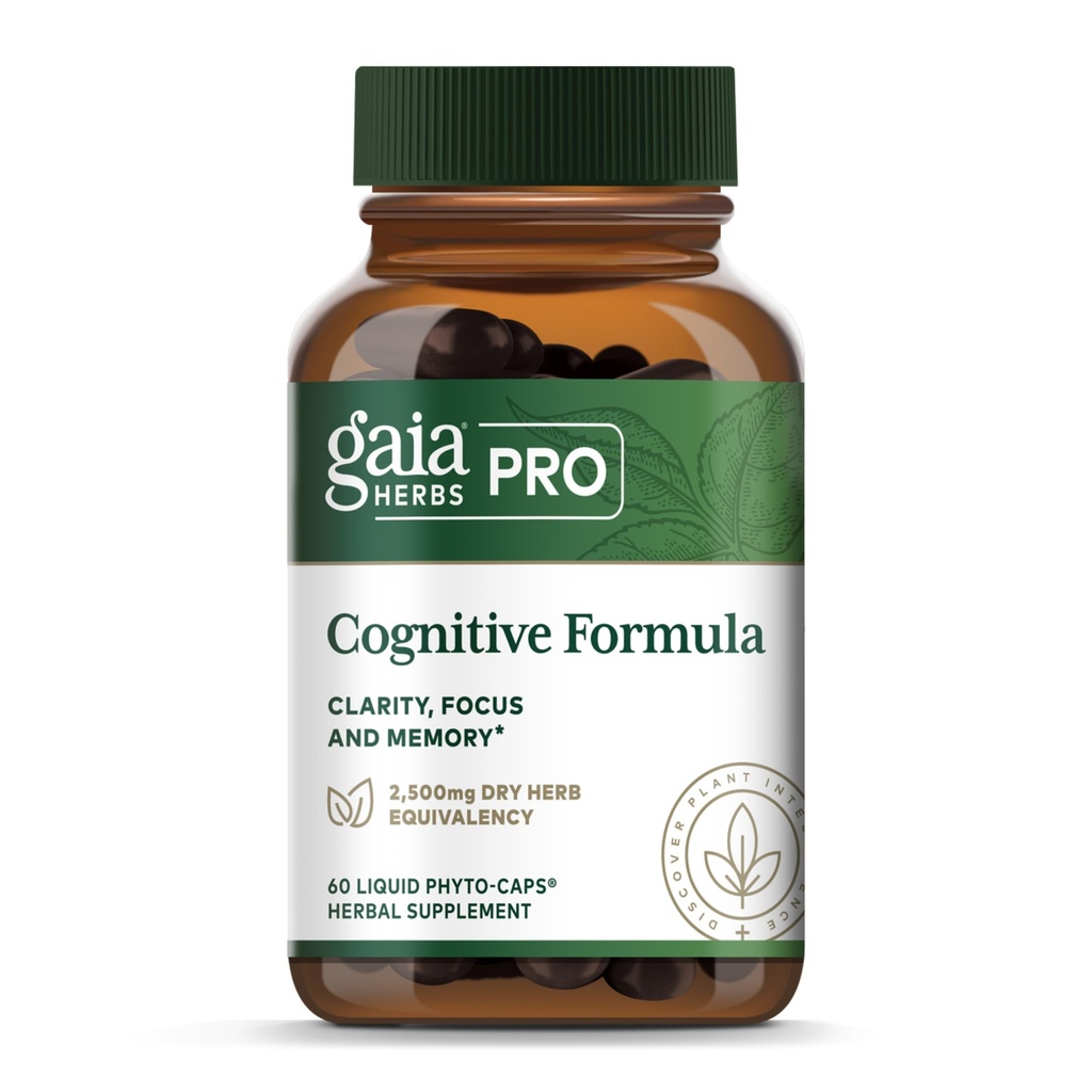 GAIA HerBS PRO קוגניטיבית פורמולה - Brain Health & Blood Flow תמיכה תוסף * - תוספת תמיכה ב Circulation* עם Fo-TI Root, גינקו Leaf, & Gotu Kola Leaf - 60 Phyto-Caps נוזלי (30 משרתים)