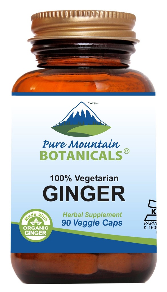 Pure Mountain הבוטנים ג'ינג'ר קפסולות - כשר טבעוני עם 1000 מ"ג אורגני שורש ג'ינג'ר