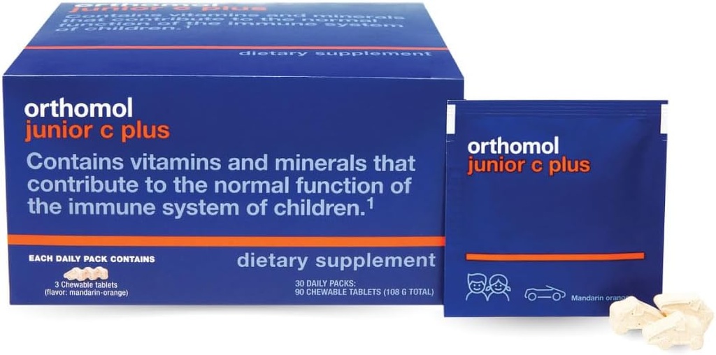 Orthomol Immun Junior C Plus, Multivitamin, Tangerine Flavor, 30 יום אספקה