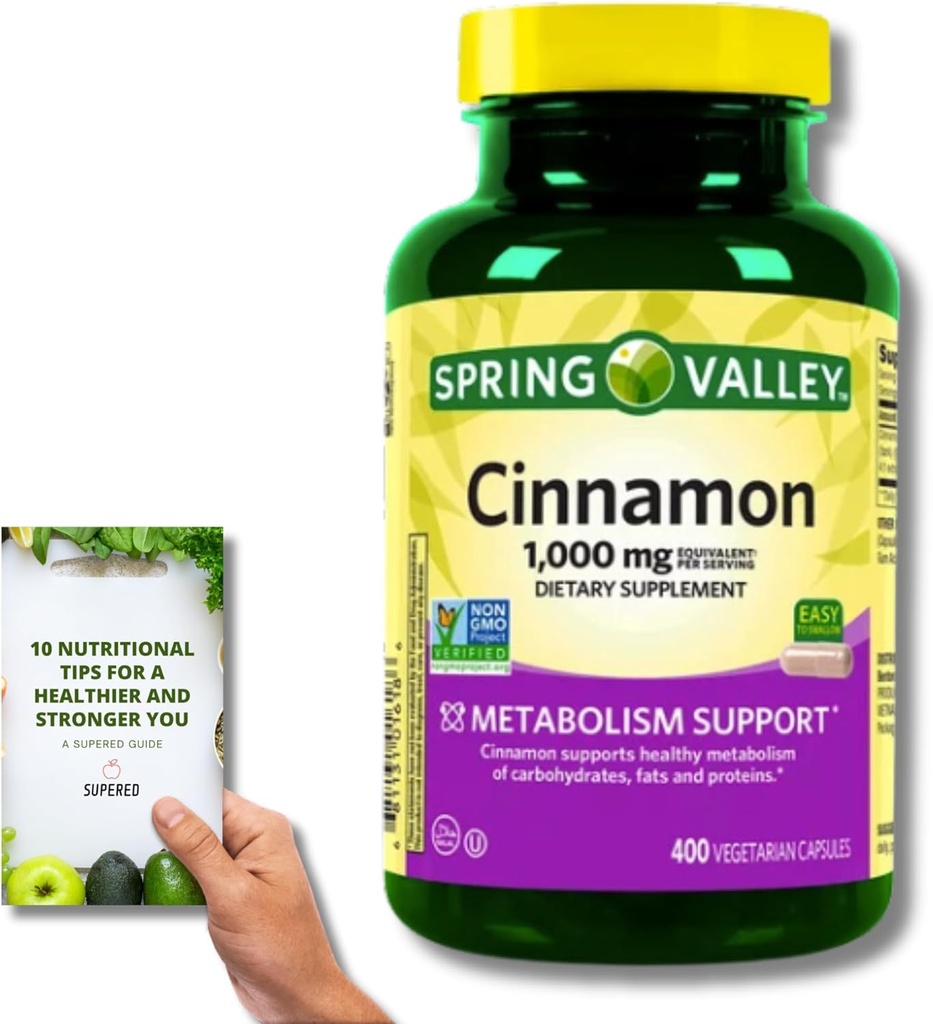 Spring Valley Cinnamon Dietary - 1,000 מ"ג, 400 קפסולות Vegeterian + "מדריך תזונתי"