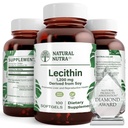 טבעי Nutra Soy Lecithin 1200 מ"ג תוספת תזונה - תפקוד המוח, בריאות חי, בריאות השד, זיכרון Boosting תוסף - Gluten-Free, BPA-Free, 100 Softgels בבקבוקי זכוכית הניתנים למחזור