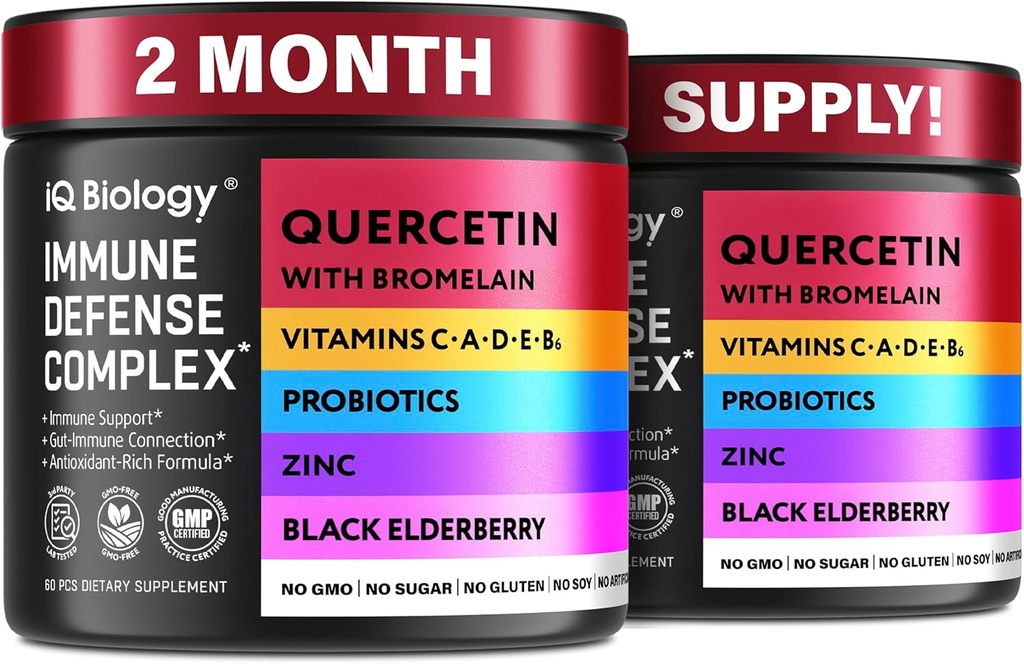 Quercetin עם Bromelain - Premium Quercetin Bromelain קפסולות עבור Immune Support * - Bromelain Quercetin תוסף - Non GMO Quercetin - 2 Pack (120 קפסולות)