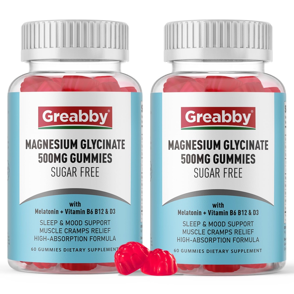 Magnesium Glycinate Gummies 500 מ"ג עבור מבוגרים תמיכה בשינה, Chewable Magnesium חניכיים עבור נשים וגברים, מזון שרירים & מגנזיום אספקה (120 מסטיקים)