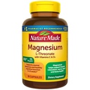 Nature Made Magnesium L-Threonate עם ויטמין C & ויטמין D3, מספק 130 מ"ג של מגנסיום L Threonate, תמיכה קוגניטיבית תוספת מגנזיום, 90 קפסולות, 30 יום אספקה