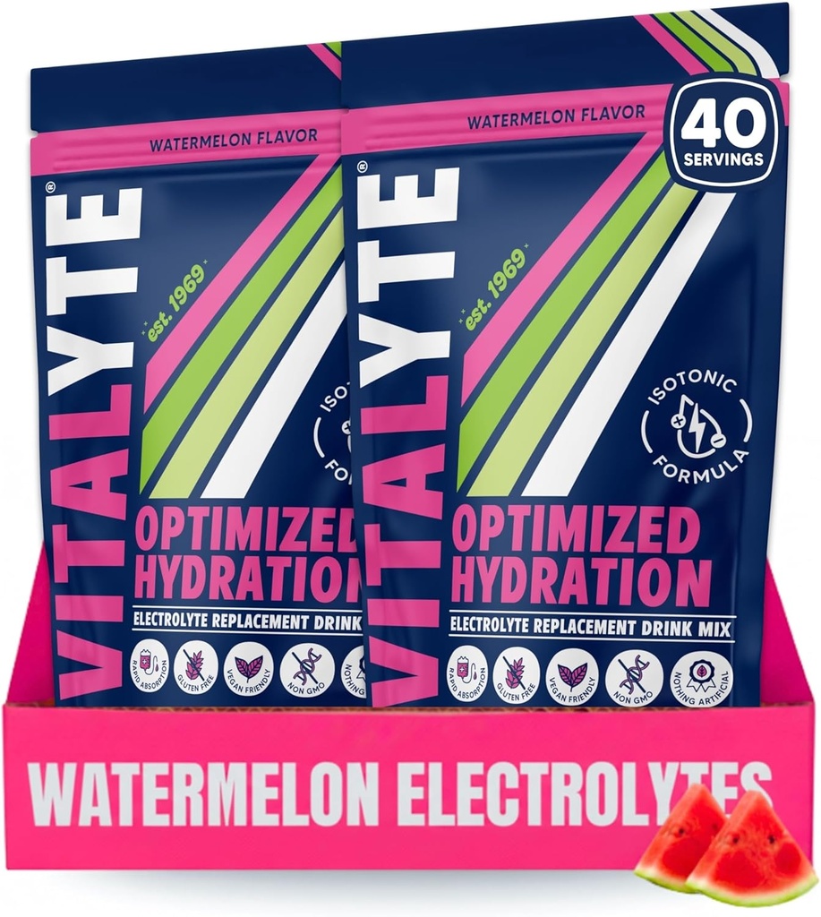 Vitalyte Electrolyte אבקת לשתות Mix, Isotonic Electrolyte hydrotion Mix, Gluten Get Free Post Workout אבקת Mix, Pack of 2, 35 oz. כל אחד, Watermelon Flavor