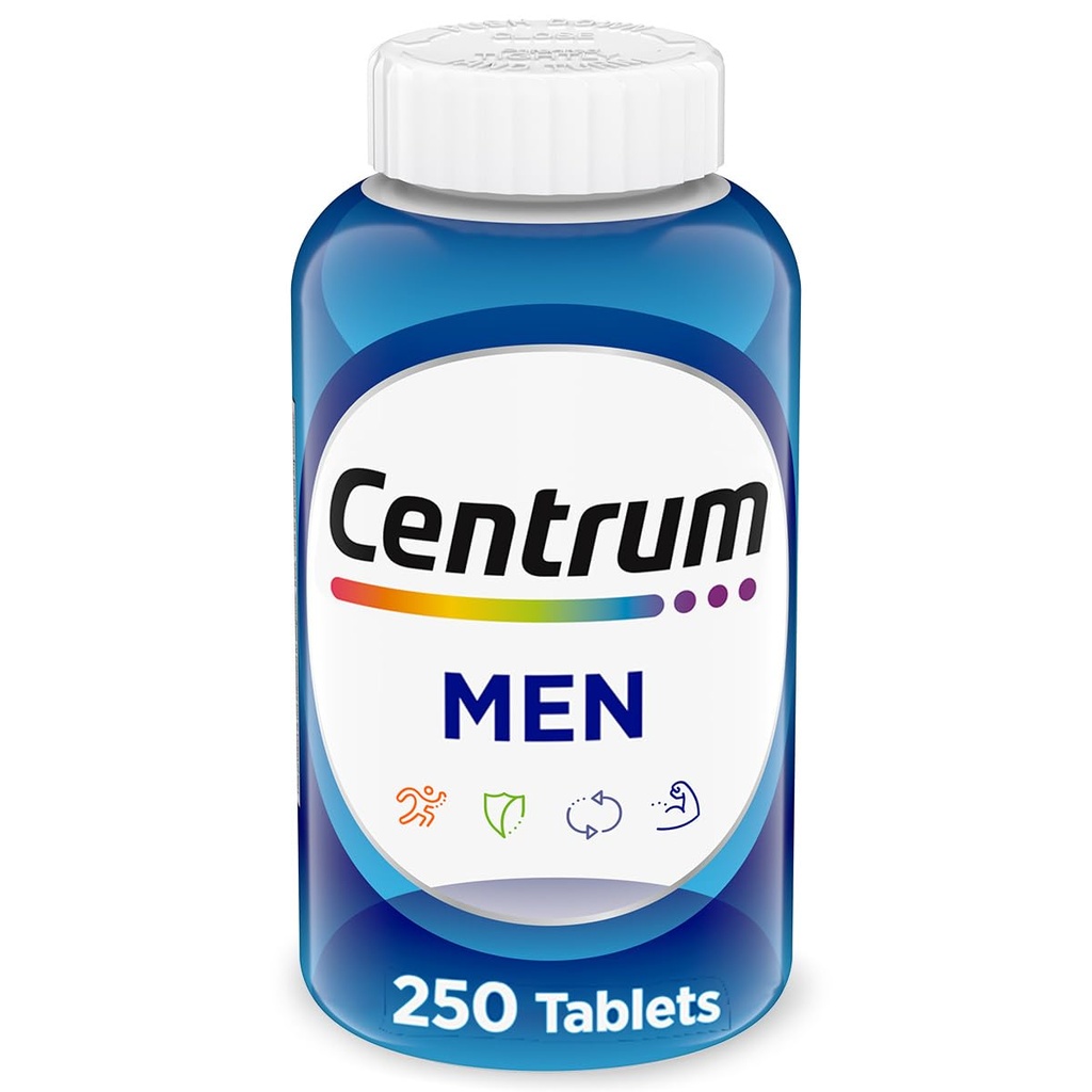 Multivitamin for Men, Multivitamin / Multimineral תוספת עם ויטמין D3, ויטמין B ואנטיoxidants, Gluten Free, Non-GMO Ingredients - 250 Count Count Count Count