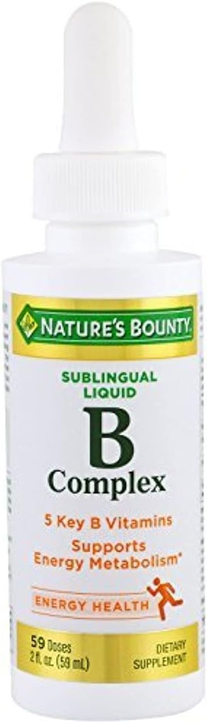 Nature's Bounty B Complex with B12 Sublingual נוזל מהיר Acting Dietary תוסף 2 אונקיה