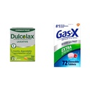 Dulcolax Overnight הקלה Laxative עבור Gentle Constipation הקלה, Bisacodyl 5 מ"ג טבליות, 50 Count & Gas-X תוספת גלולות סיוע גז עם Simethicone 125 מ"ג עבור Bloating הקלה