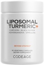 תוסף הקידוד האורגני Turmeric - 95% גלולות פלט Curcumin - Liposomal Fermentedבול שחור פפר, Ashwagandha, ג'ינג'ר, סטפניה, Boswelia, Cumin, Digestive bitters - 90 קפסולות