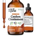 Wild & אורגני Ceylon Cinnamon Tincture 500 מ"ג - תוספי Cinnamon נוזלי עבור תמיכה כוללת - Cinnamum Verum Bark Extract - טבעוני, סוכר ואלכוהול חינם, non-GMO - 4 fl oz oz