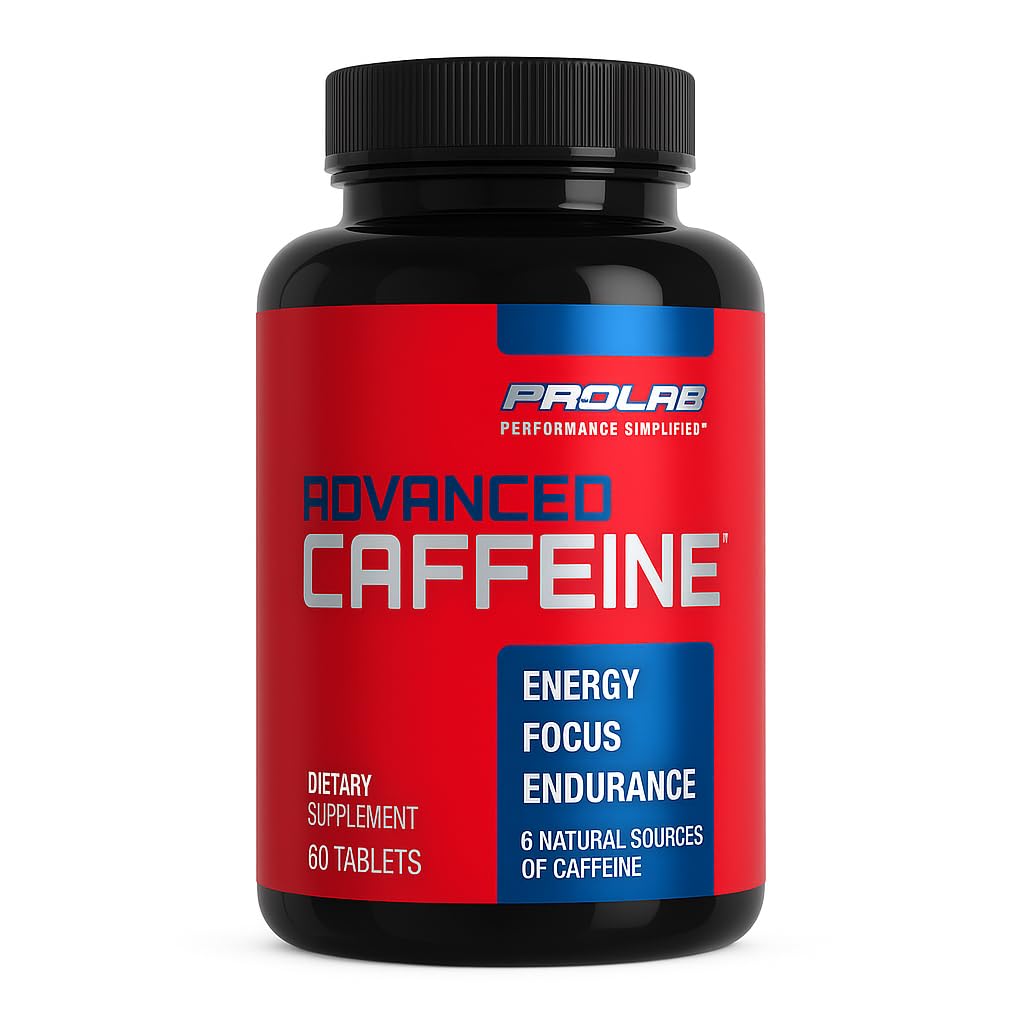 ProLab Nutrition Advanced Caffeine 200 מ"ג, טבליות Caffeine טבעיות עם תמצית תה ירוק, אנרגיה נקייה, מיקוד נפש (60 Count)