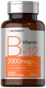 Horbäach B12 ויטמין 2000 mcg | 200 טבליות | תוספת צמחונית | Non-GMO & Gluten Free