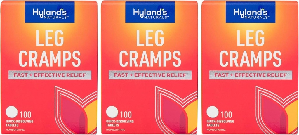 Hyland's Leg Cramps, Relief of Leg, Calf, Charley Horses, and Foot Cramps, 100 Quick-Disshoot Tablets 3Pack (300 Total)