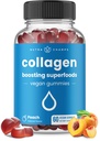 NutraChamps Collagen Boosting Gummies, Collagen Booster Gummy for Natural Collagen הפקה, טבעוני Pectin תוספי Chews for Women & Men, 60 Peach ויטמינים