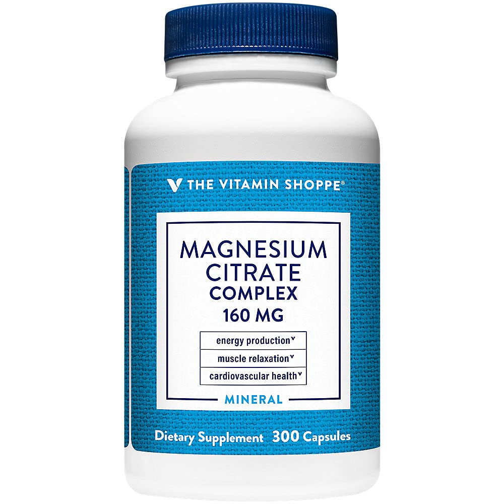ויטמין Shoppe Magnesium Citrate Complex 160MG, תוספי מינרלים התומכים עצמות, שיניים ואנרגיה ייצור (300 קפסולות)