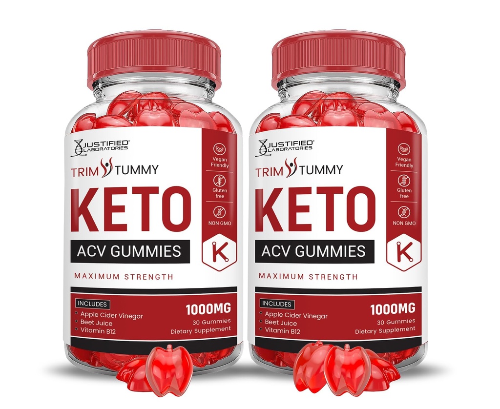 Justified Laboratories (2 Pack Trim Tummy Keto ACV Apple Cider Vinegar פורמולה עם אבקת מיץ Pomegranate B12 טבעוני non GMO 120 חניכיים