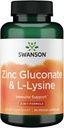 Swanson Zinc Gluconate ' &' L-Lysine - 2in-1 פורמולה 90 Veg Caps