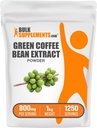 BulkSupplements Green Coffee Bean Extracta - Green Coffee Bean Supplements - תמיכה באנרגיה, Gluten Free, 800 מ"ג לשרת, 1 ק"ג (Pack of 1)