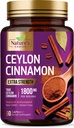 Ceylon Cinnamon Capsules - Certified Organic Ceylon Cinnamon Powder - 100% Extra Strength Cinnamon Pills - Energy & Heart Support - Gluten Free & Sugar Free Supplement - Bottled in USA - 60 Capsules