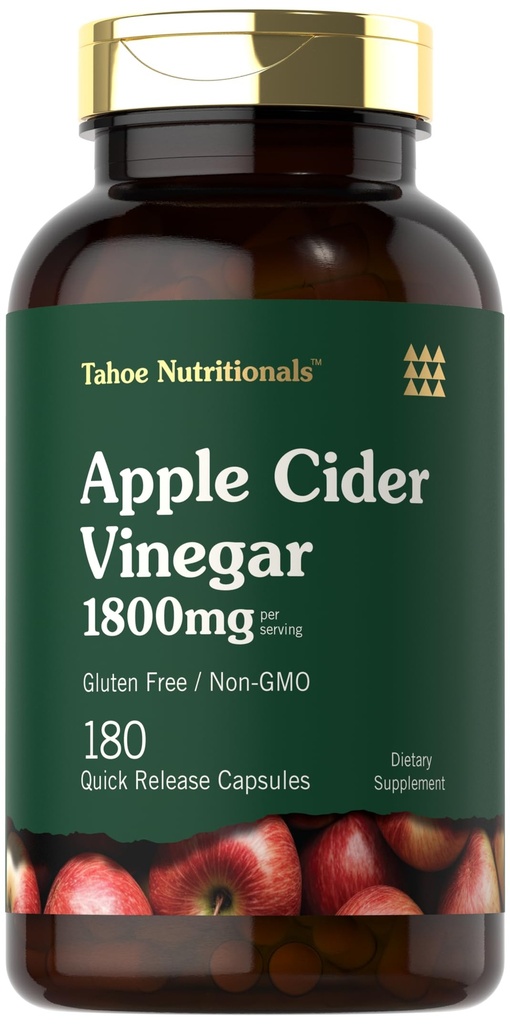 דיאטות טאהומיות Apple Cider Vinegar כמוסות 1800 מ"ג | 180 Count | Non-GMO, Gluten-Free Supplement