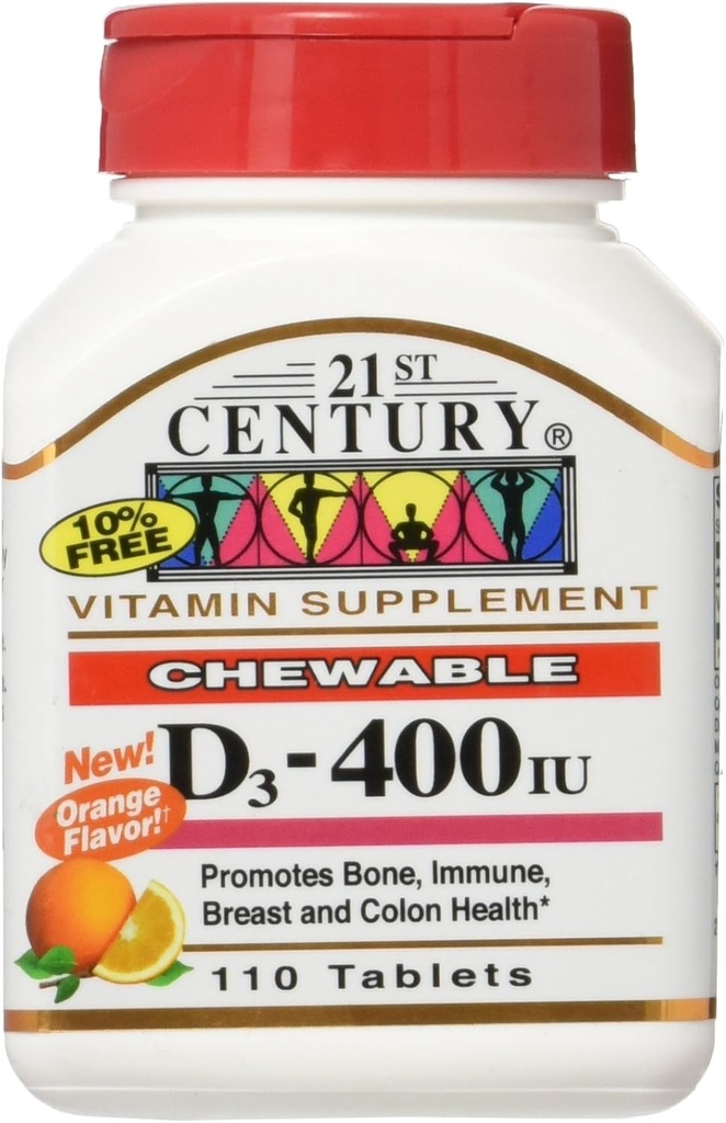 ויטמין D3, כתום, 10 mcg (400 IU), 110 טבליות