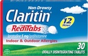 Claritin RediTabs 12 Hour Allergy Medicine, Non-Drowsy Prescription Power Allergy Relief, Loratadine Antihistamine טבליות, 30 Count, Pack of 2