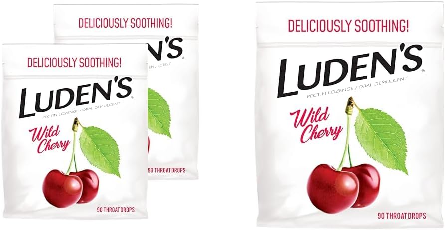 Ludens Wild Cherry גרון טיפות, חבילה של 2, 90 טיפות כל אחד עבור הקלה בגרון