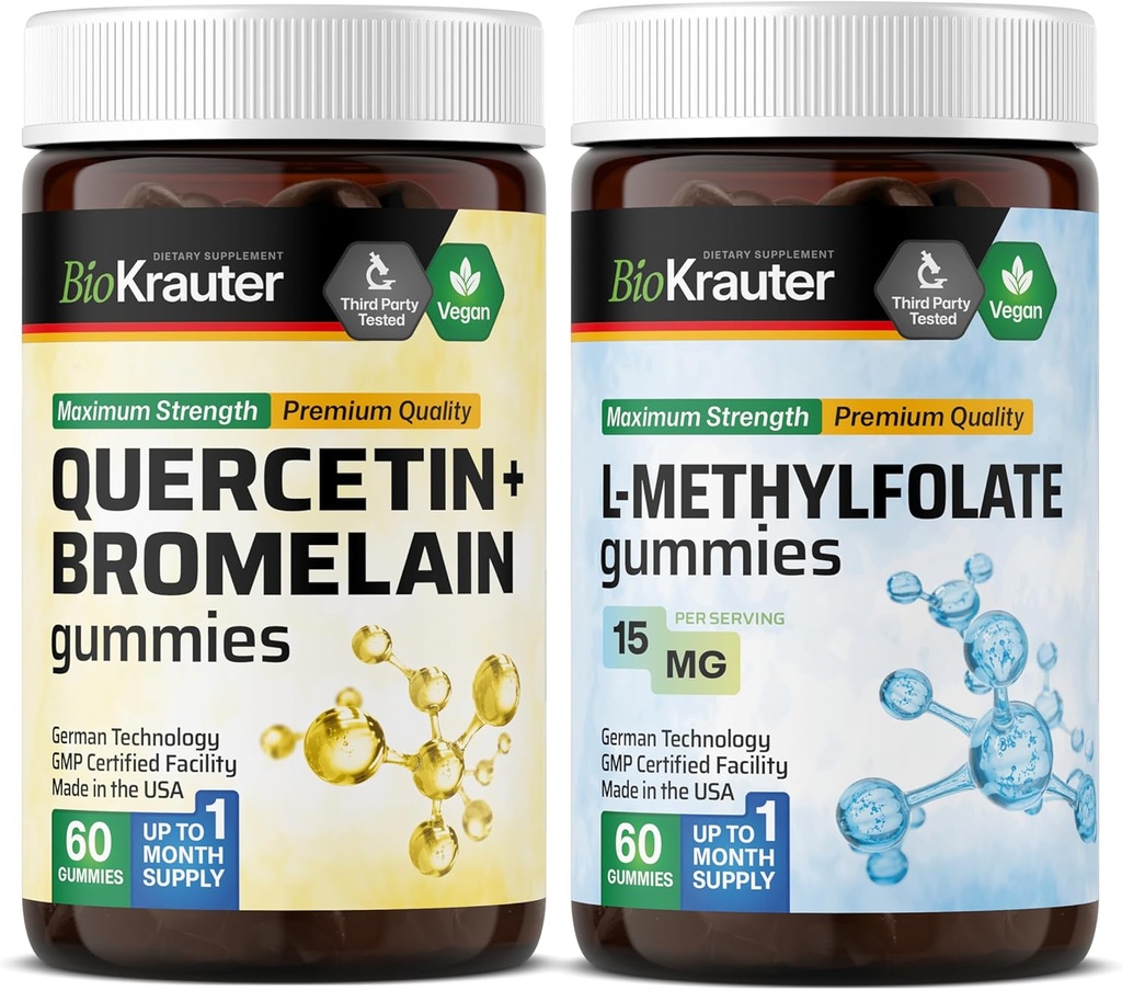 BIO KRAUTER Quercetin עם Bromelain 60 חניכיים & L-Methylfolate 60 חניכיים