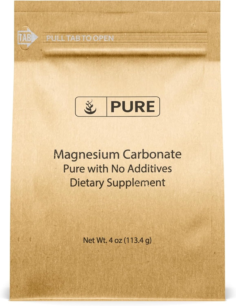תכונות מקוריות טהורות Magnesium Carbonate (4oz) Magnesium Supplement, Non-GMO, Multi-Purpose