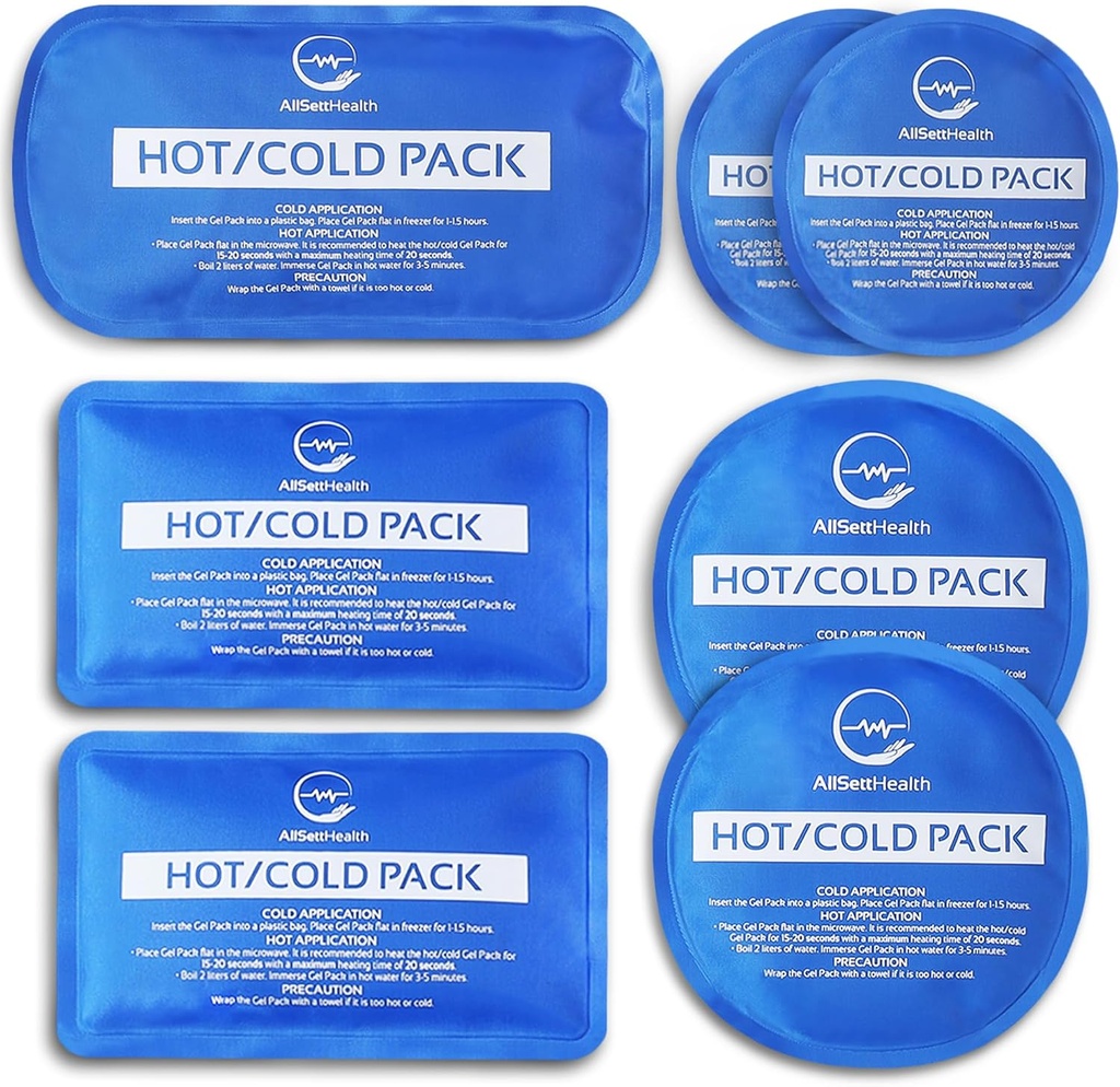 חבילת קרח חמה וקורה עבור Injuries Reusable - 7 Piece Packs in Multiple Shapes and Sizes - Multi Use Ice Pack for Back Pain Relief, Neck, Shoulder