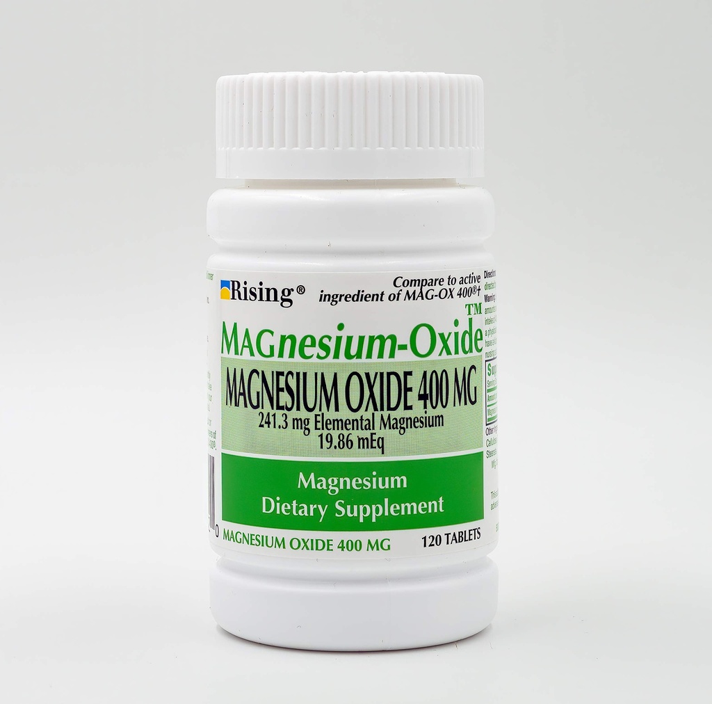 Rising Pharma - Magnesium Oxide 400mg - Elemental Magnesium Dietary Supplementary - 120 Count...