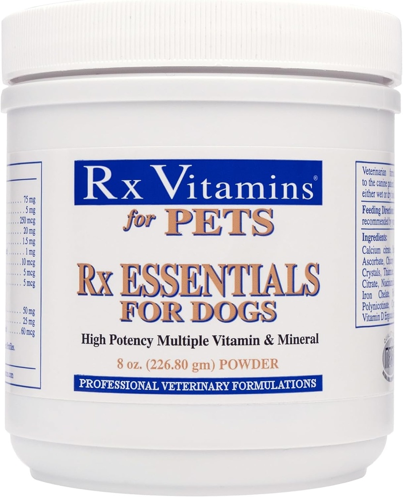 ויטמין Rx Essentials for Dogs - ויטמין & מינרלים Multivitamin - תומך במערכת הבריאות של Immune System Digestive בריאות העצם - אבקת 8 oz