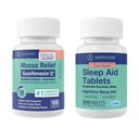WeLMATE Nighttime Wellness Bundle: כוח מקסימלי גואדפרין 1200mg Mucus הקלה (100 Ct) & Doxylamine Succinate 25 מ"ג Sleep Aid (200 Ct)